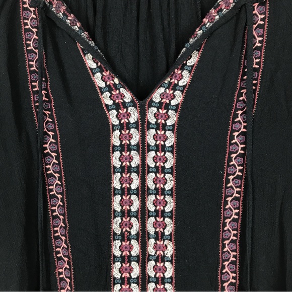 American Eagle Black Embroidered Peasant Top - Picture 3 of 12